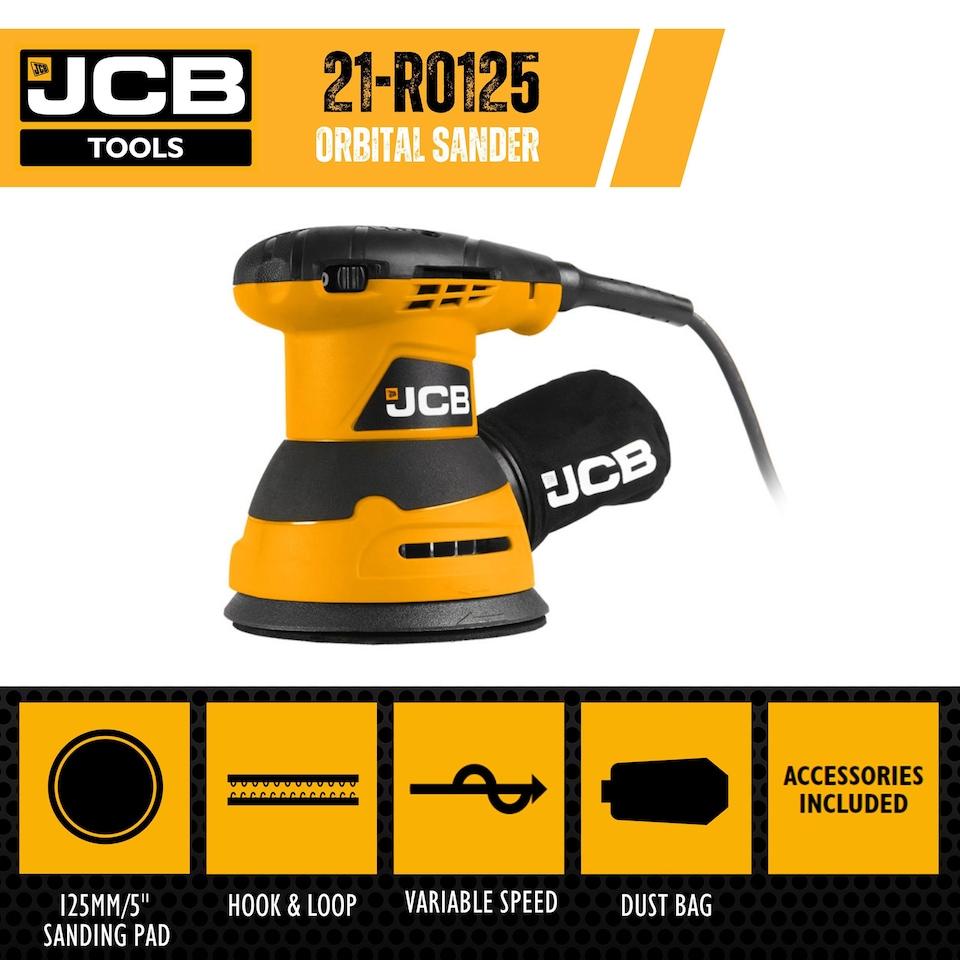 image 1 of JCB 320W Electric Random Orbital Sander