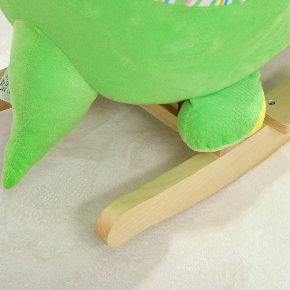 image 1 of AIYAPLAY Rocking Animal, Dinosaur Themed Rocking Ride on with Animal Sounds, Safety Belt, Wooden Base, Pedal, for Toddlers 18-36 Months, Green