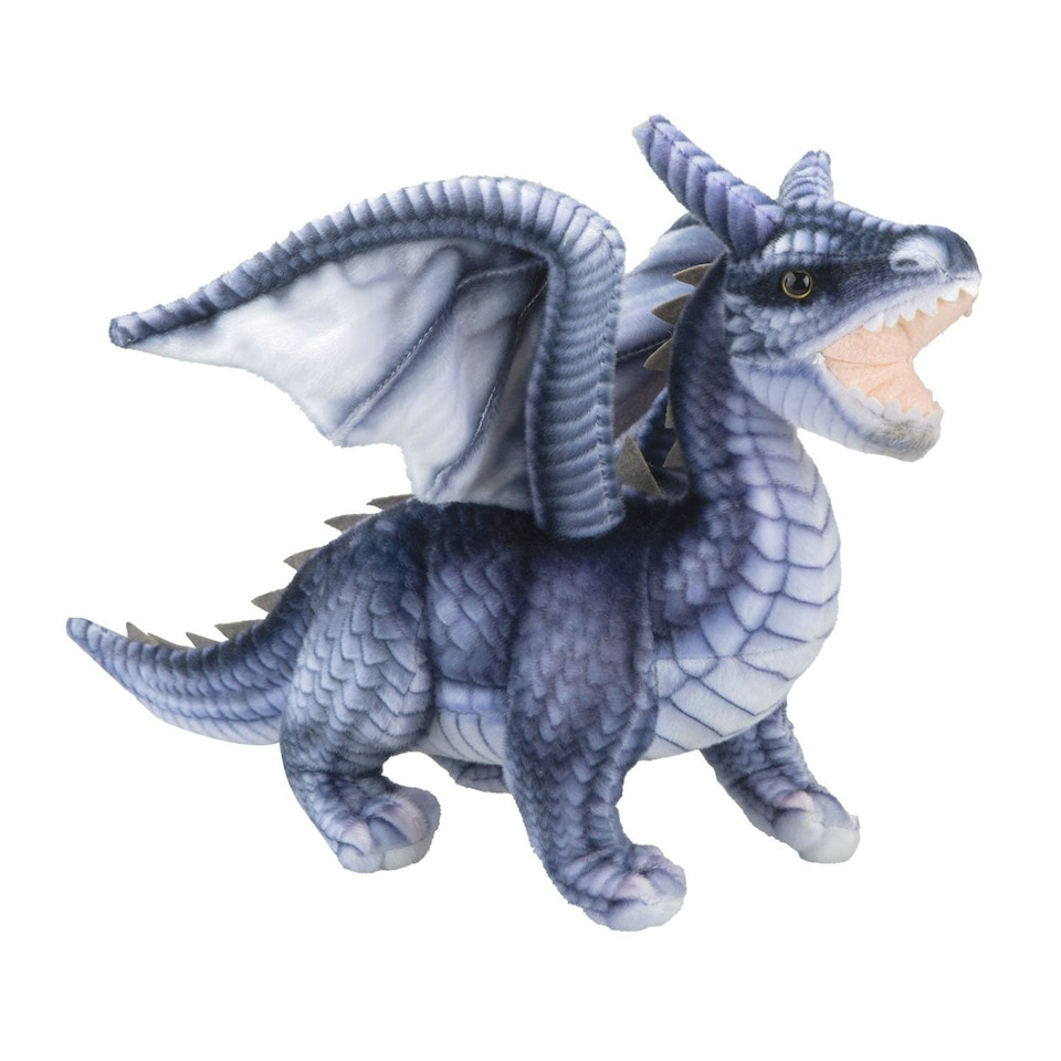 image 1 of Dragon Grey Soft Toy Realistic Looking Dragon Plushe Cuddly Fantasy 30cm Grey