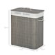 image 3 of HOMCOM 2 Section Collapsible Laundry Hamper Lid Removable Lining, Grey