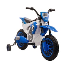 HOMCOM 12V Kids Electric Motorbike Ride-On Motorcycle w/ Training Wheels - Blue