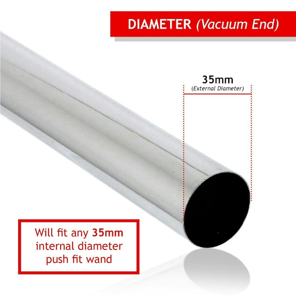 image 1 of SPARES2GO Vacuum Cleaner Adjustable Telescopic Tube Extension Rod Wand Pipe (35mm) Silver