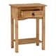 image 2 of Corona 1 Drawer Console Table with Shelf - L34.5 x W52.5 x H73 cm - Distressed Waxed Pine