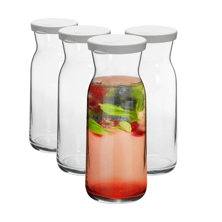 Argon Tableware Brocca Glass Carafes With Silicone Lids - 700Ml - Pack Of 4