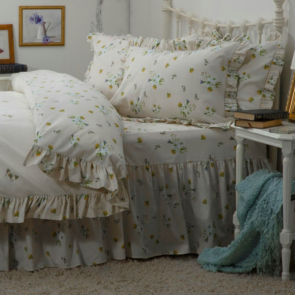 image 1 of Belledorm Bluebell Meadow Fitted Valance - Ivory - Single