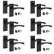 image 1 of Golden Grace 6 Sets Victorian Scroll Astrid Door Handles Latch in Matt Black with 1 Pair of 3" Ball Bearing Hinges & Latches Pack - 120mm x 40mm Backplate Black