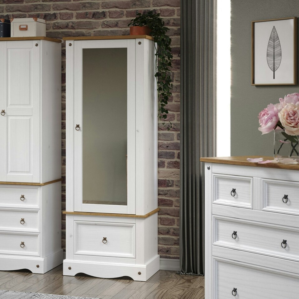 image 1 of Core Products Corona White, Armoire With Mirrored Door H187.7cm x W66cm x D55.5cm White