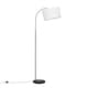 image 3 of ValueLights Curva Gloss Black Floor Lamp with Medium White Drum Shade and LED Bulb
