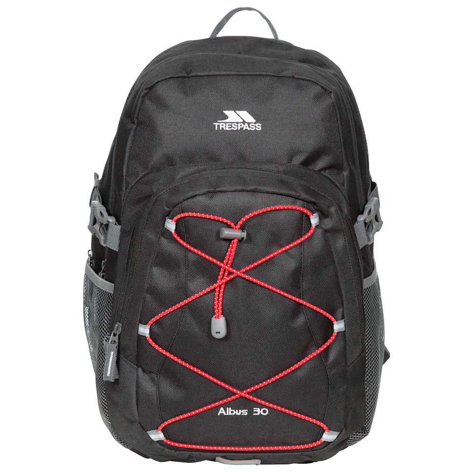 image 1 of Trespass Albus 30 Litre Casual Rucksack/Backpack | Black | Black/Red | One Size | 1