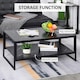 image 4 of HOMCOM Two-Tier Coffee Table Marble Effect Shelf Metal Frame Black Black