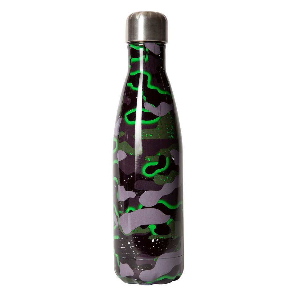 image 1 of 500ml Thermal Water Bottle | Green Camo Stainless Steel Insulated Leak Proof | Multi | Multi | One Size | 1