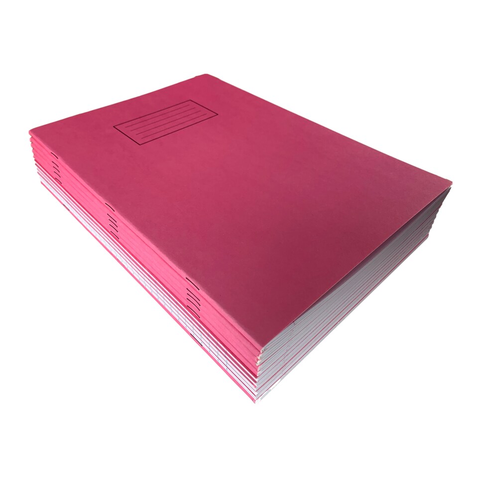 image 1 of Pack of 10 Janrax A4 Pink 80 Pages Feint and Ruled Exercise Books