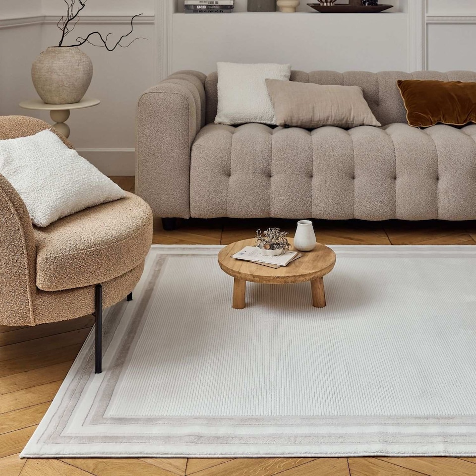 image 1 of The Rugs Carmel Collection Bordered Area Floor Rug Runner Soft Pile Living Room Bedroom