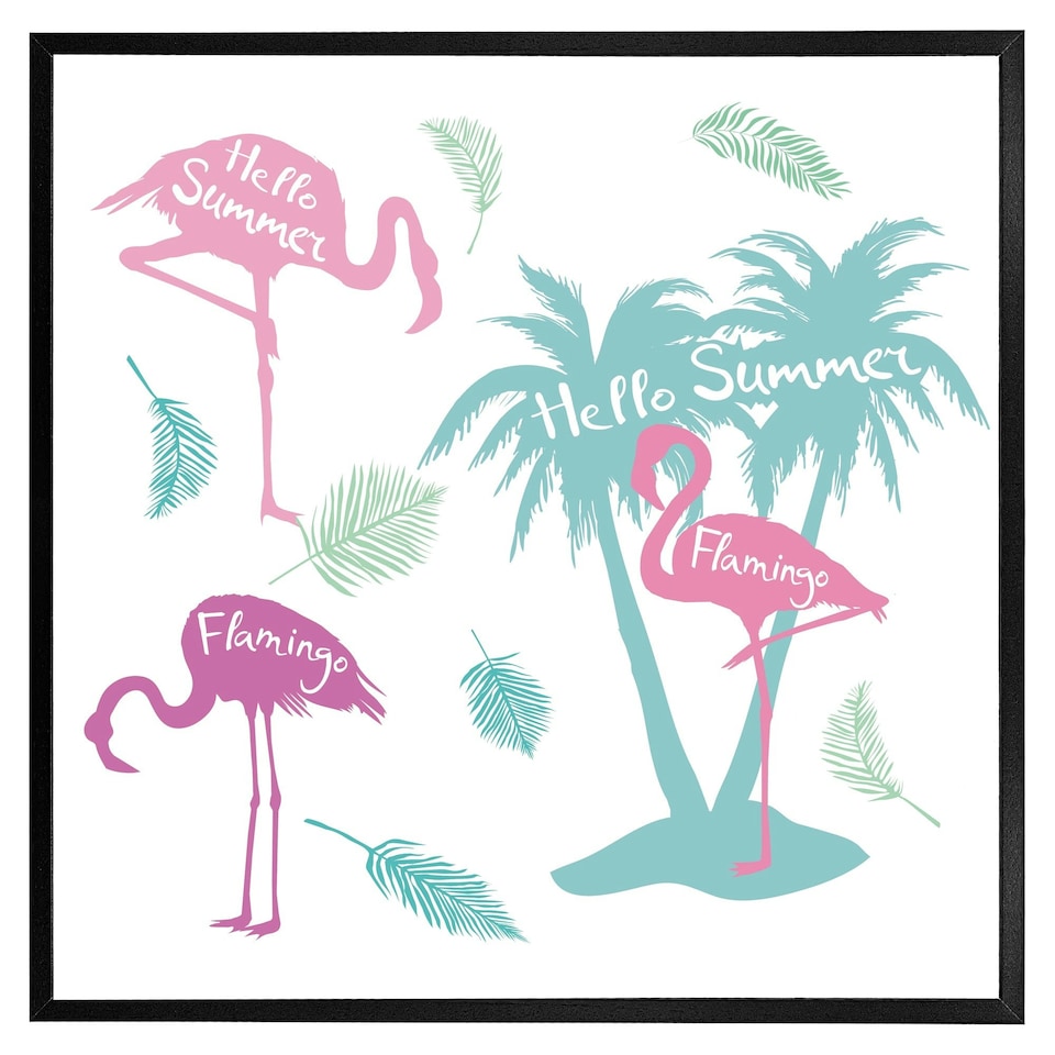 image 1 of Palm & flamingo (Picture Frame) Brown | Oak | XL