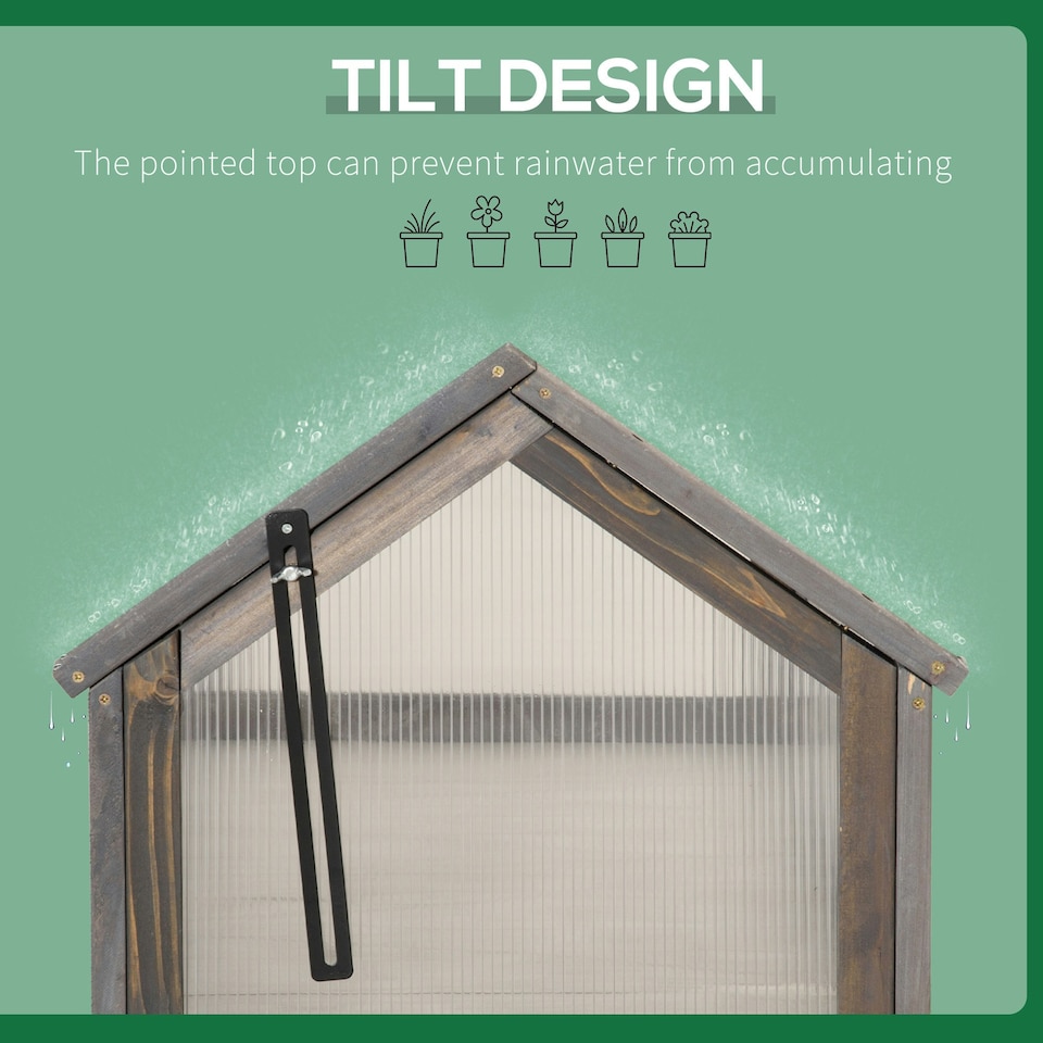 image 1 of Outsunny Wooden Cold Frame Greenhouse Garden Polycarbonate Grow House, Grey