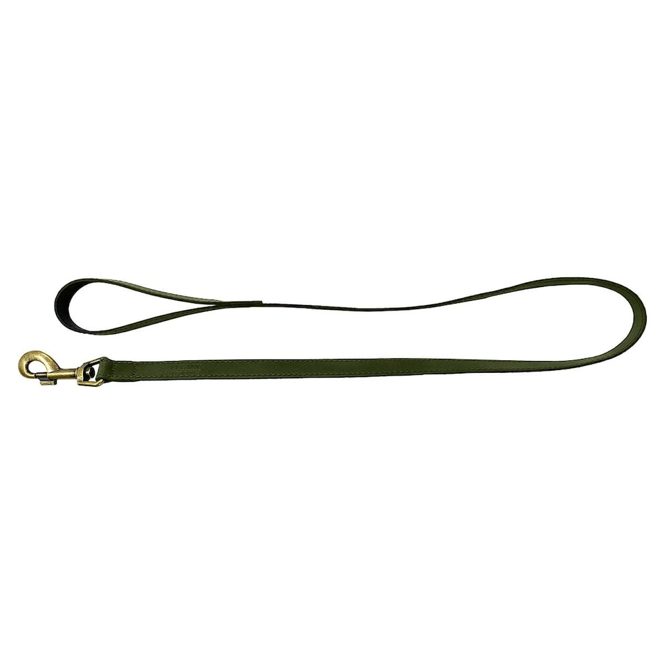 image 1 of HugglePets Legacy Leather Dog Lead Green | Khaki