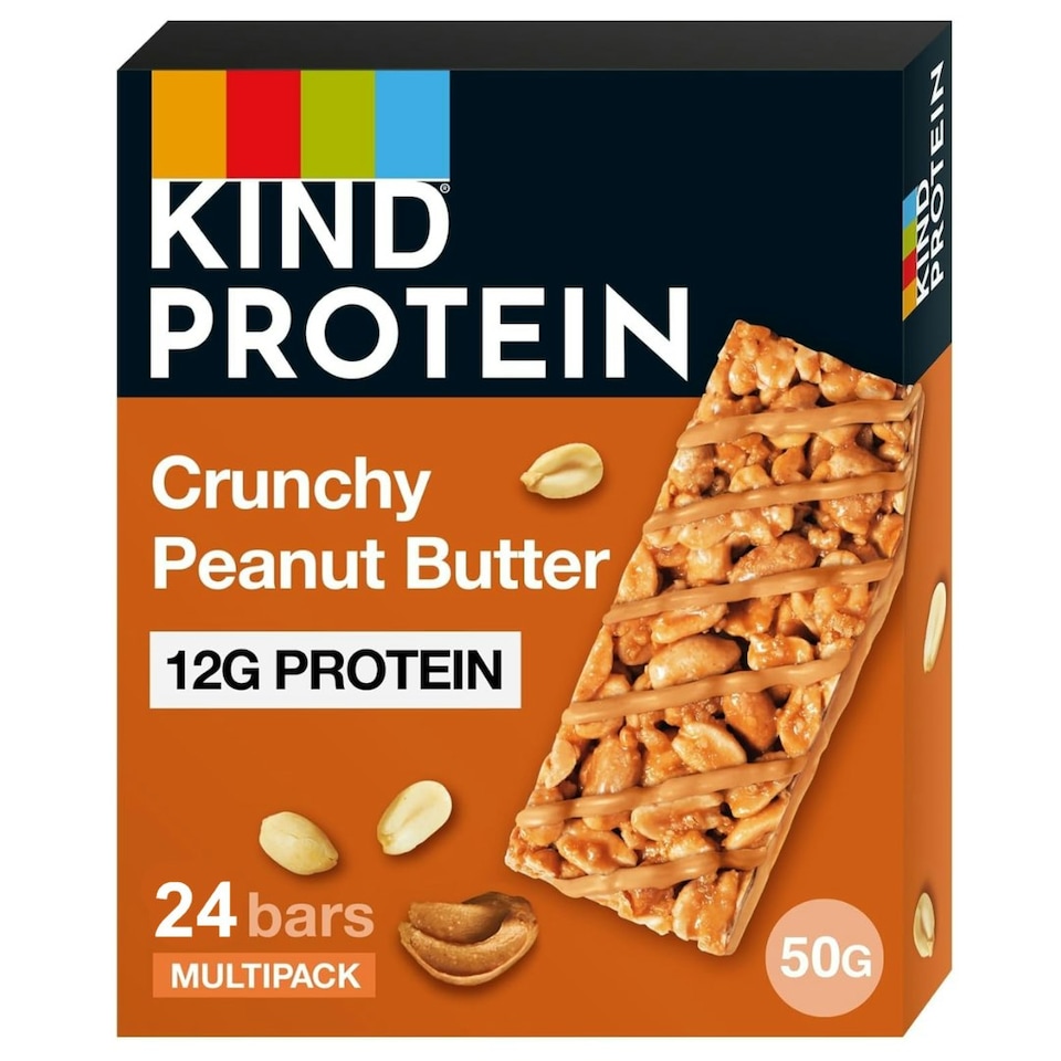 image 1 of KIND Protein Bars, Gluten Free Snack Bars, Crunchy Peanut Butter, High Fibre, Source of Protein, No Artificial Colours, Flavours or Preservatives, 24 x 50g