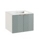 image 5 of Bathroom Vanity Unit 600mm Wall Cabinet Floating Ribbed Fluted Door Green Cara
