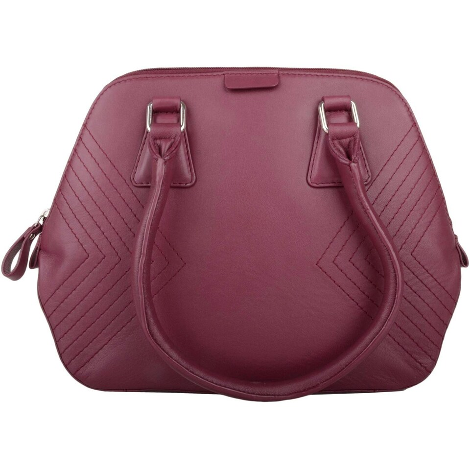 image 1 of Premium Soft Leather Large Hand Bag with Stitch Detail Pattern Red | Cranberry