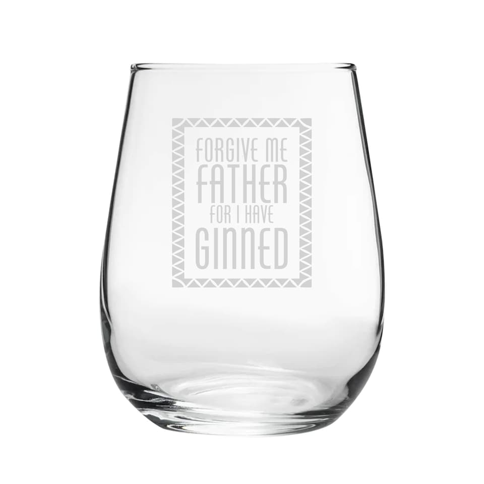 image 1 of Personalised Forgive Me Father For I Have Ginned Stemless Gin Tumbler