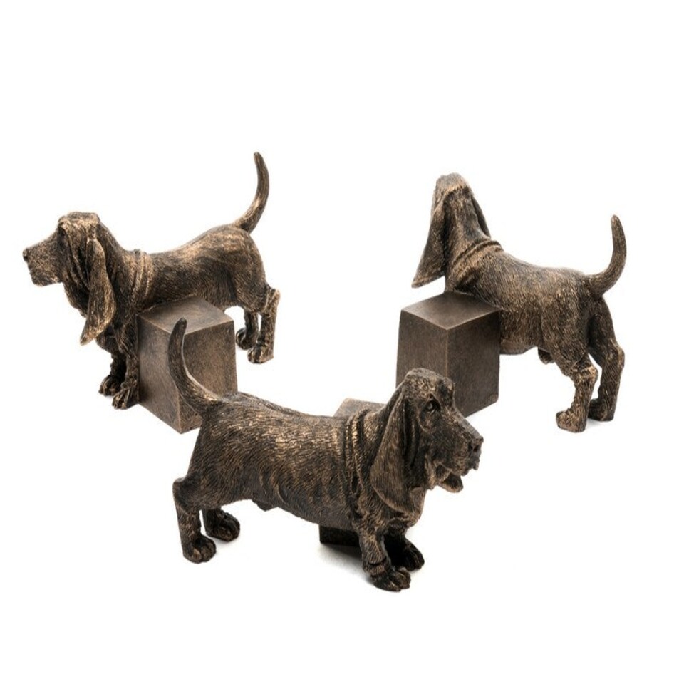 image 1 of Basset Hound Plant Pot Feet - Set of 3 - L6.5 x W11 x H7 cm Grey
