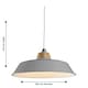 image 6 of Set of 2 Jakob - Grey Metal and Wood Easy Fit Pendant Shades Grey | Brown