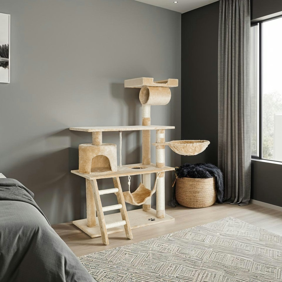 image 1 of Cat Tree Marcel - 141 cm, sisal cat scratching post - Beige