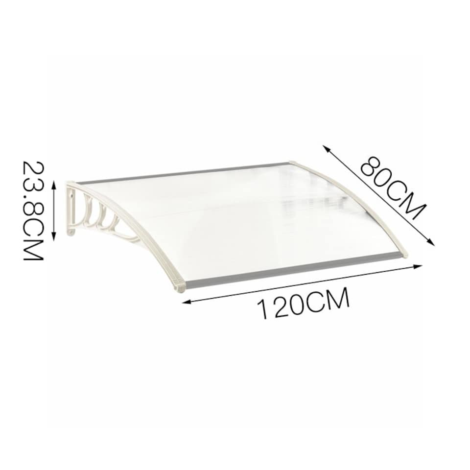 image 1 of Living and Home Window Door Awning Canopy with Brackets 120cm - White