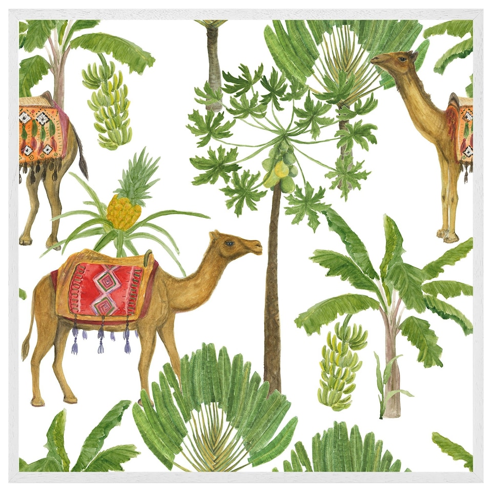 image 1 of Camels & palm trees (Picture Frame) White | L
