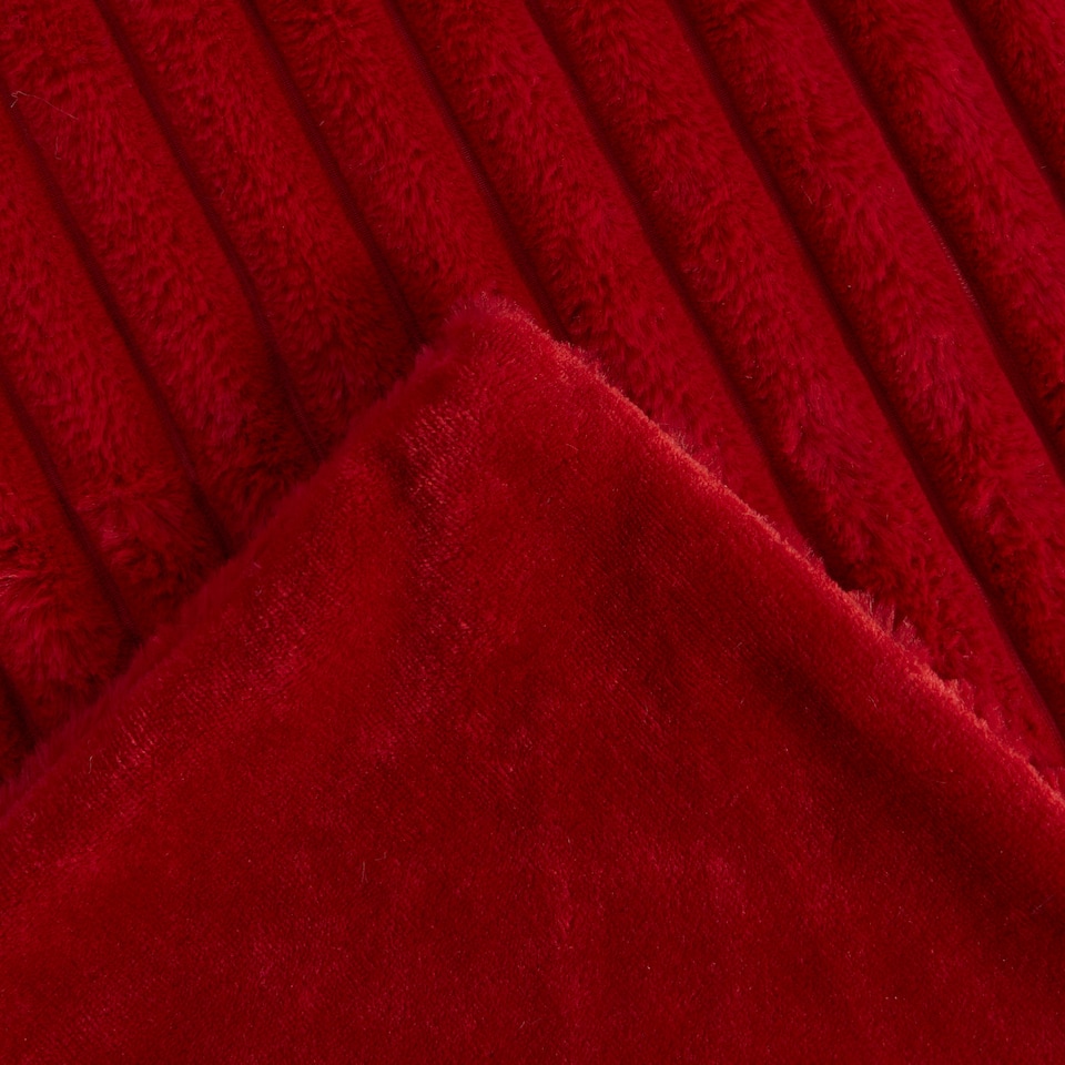 image 1 of OHS Faux Fur Ribbed Fleece Throw Blanket Winter Warm Supersoft