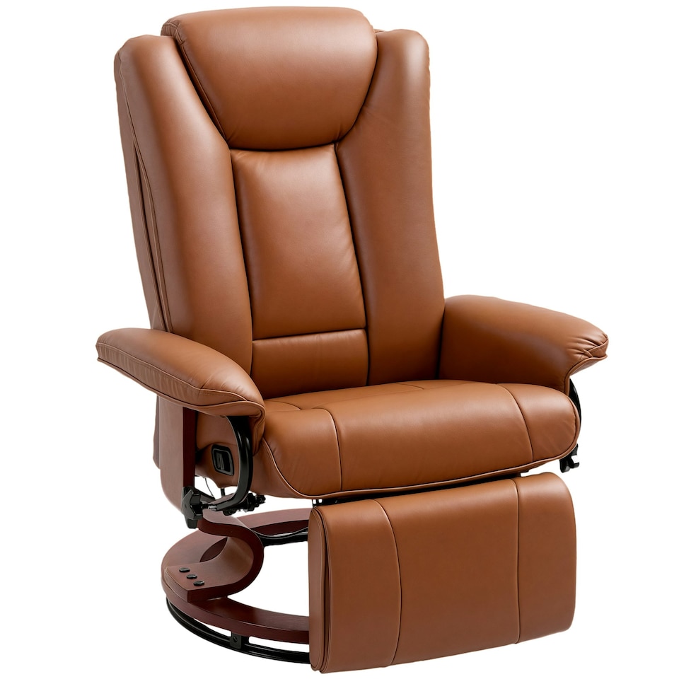 image 1 of HOMCOM PU Leather Reclining Armchair with Footrest for Living Room, Brown