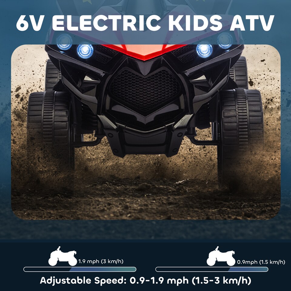 image 1 of AIYAPLAY 6V Kids ATV, Battery Powered Ride on Car for Ages 18-56 M, Red
