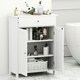 image 6 of COSTWAY Bathroom Floor Cabinet Storage Organizer White White