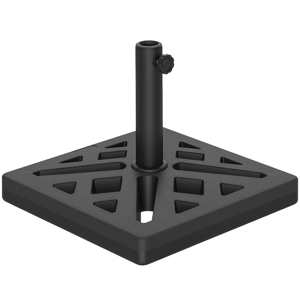 image 1 of Outsunny Parasol Base 15kg Garden Umbrella Stand with Cut-Out Design, Black