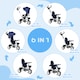 image 3 of HOMCOM 6 in 1 Kids Trike for 1-5 Years, Toddler Tricycle Folding Bike with Parent Handle, Reversible Seat, Storage Basket, Canopy, 5-point Seat Harness, Dark Blue