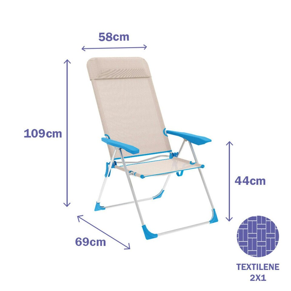 image 1 of Folding Chair Marbueno Blue Beige 69 x 109 x 58 cm Blue