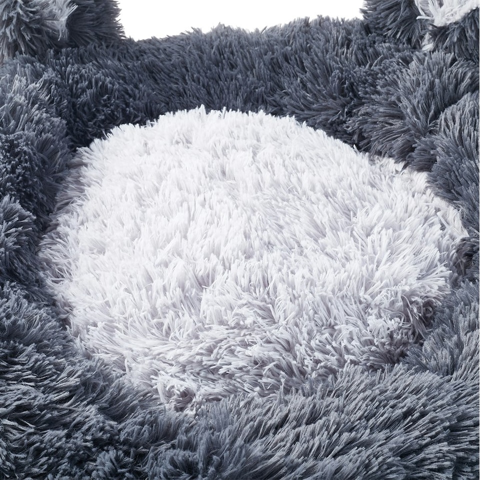 image 1 of Living and Home Round Plush Pet Calming Bed with Cute Ears -Dark Grey（50cm x 20cm）