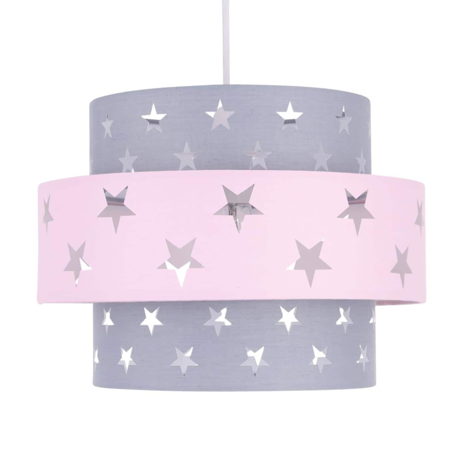 First Choice Lighting Pink & Grey Star Two Tier Light Shade