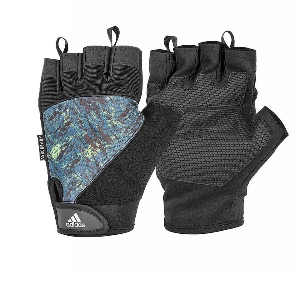 image 1 of Adidas Half-Finger Aeroready Weightlifting Gloves, Blue, Size M | Blue | Blue | M