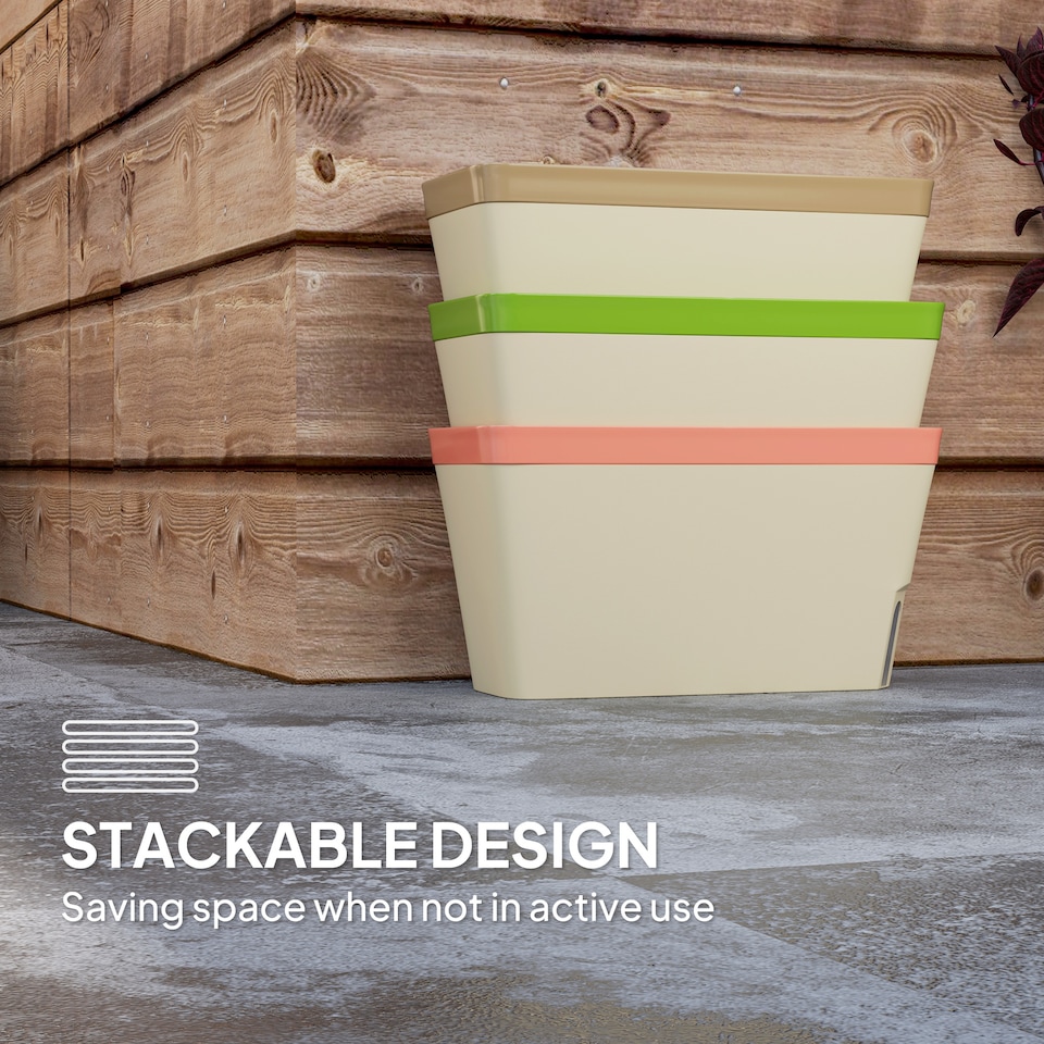 image 1 of Outsunny 3 Pcs Self Watering Plant Pots  Visual Water Level Window | White | White