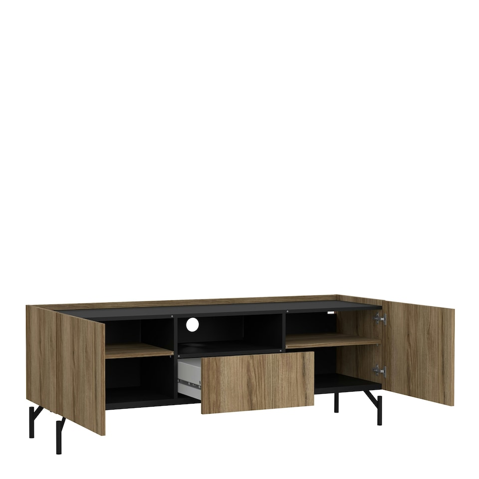 image 1 of Kendall TV-Unit with 2 Doors + 1 Drawer Oak and Black