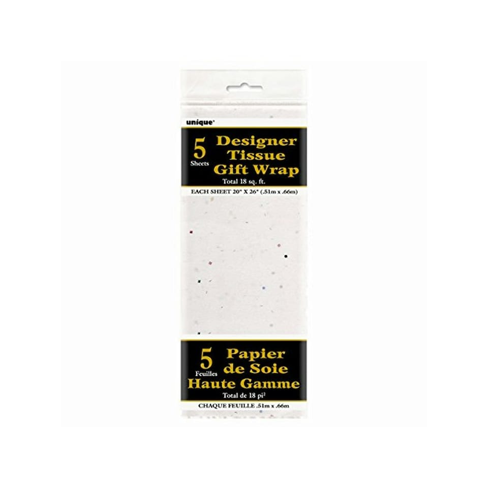 image 1 of Unique Party Classic Glitter Tissue Paper (Pack of 5) - White - One Size White | One Size
