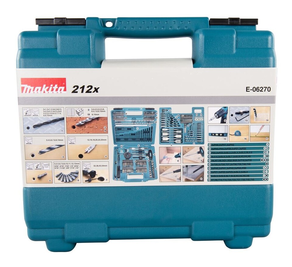 image 1 of Makita Drill & Screwdriver Bit Set (212 Piece) E-06270