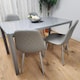 image 3 of Glass Dining table and 4 grey leather chairs  Grey Glass Table And 4 Chairs kitchen dining room furniture Grey