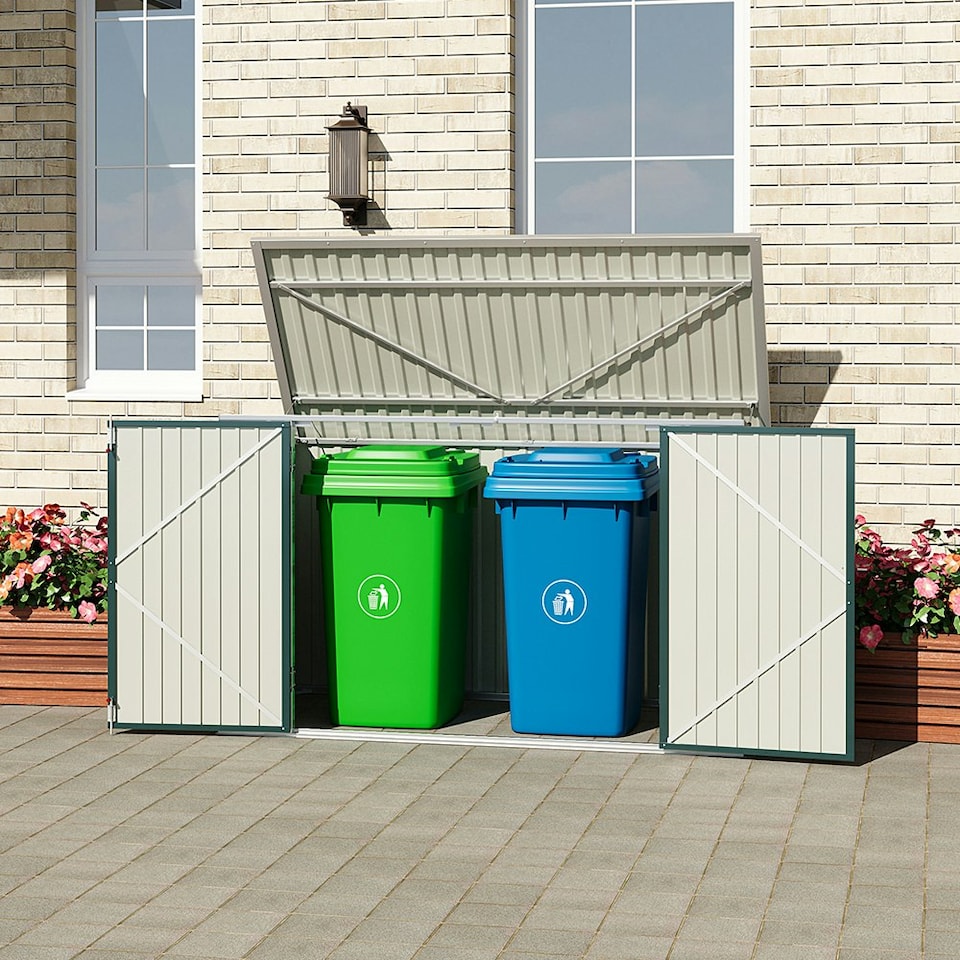 image 1 of Living and Home Heavy Duty Steel Bicycle Storage Shed - Dark Green