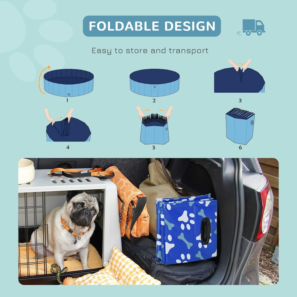 image 1 of PawHut Dog Swimming Pool Foldable Pet Bathing Shower Tub Padding Pool Φ120cm L