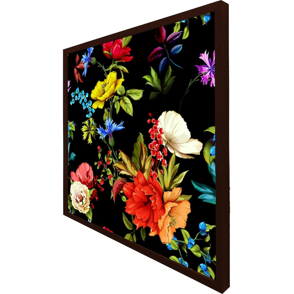 image 1 of Bright vibrant flowers (Picture Frame) Brown | Oak | XL