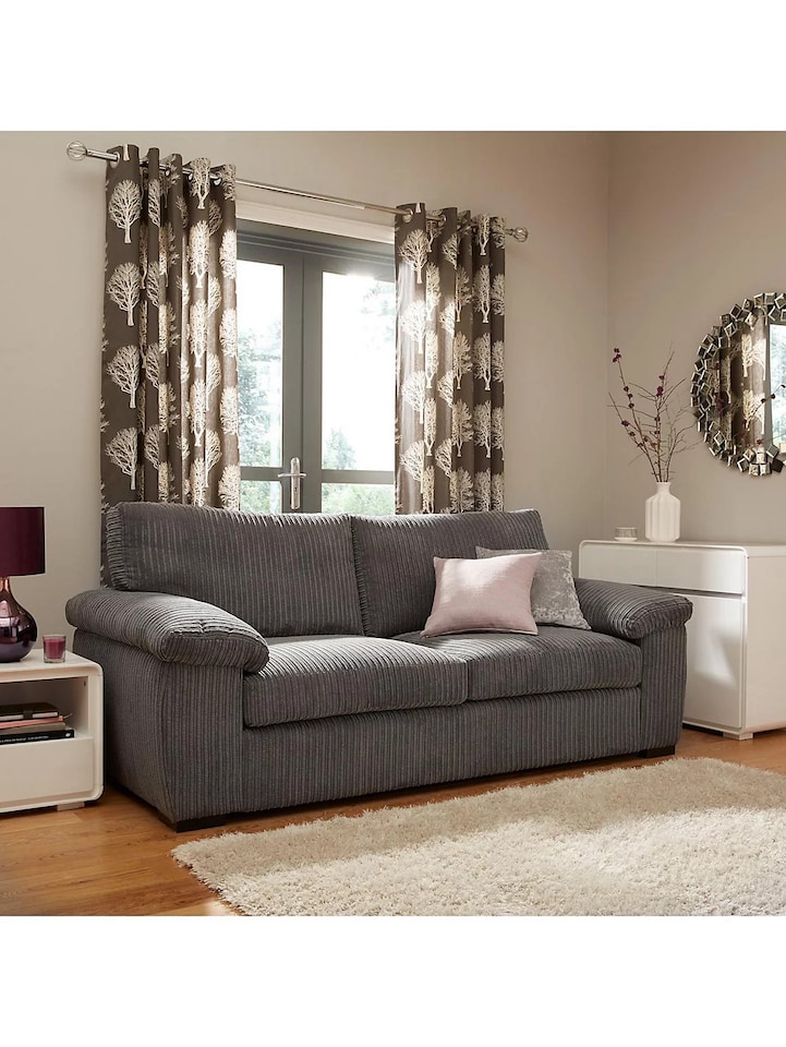 image 1 of Collingdale Grey Jumbo Cord Upholstered 3 + 2 Sofa Set Grey | Grey | 2