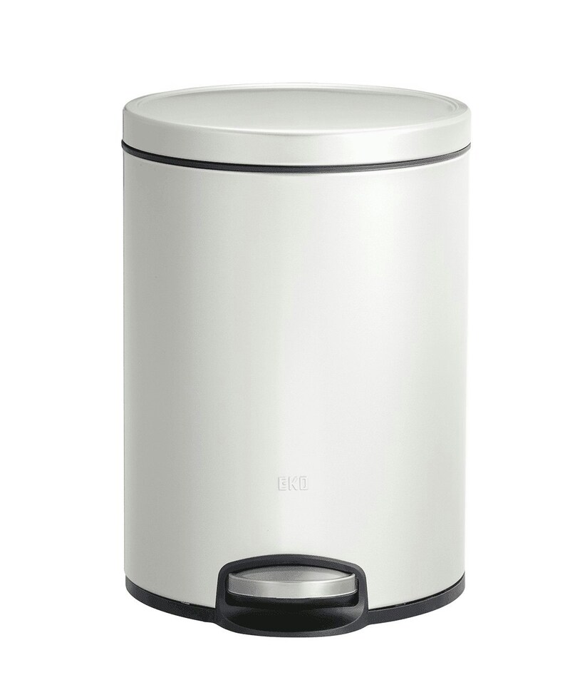image 1 of EKO Eva Pedal Bathroom Bin 5 Litres, Rubbish Bin with Soft Close Lid, Removable Inner Bucket, Perfect for Bathroom, Bedroom & Home, White