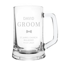 Personalised Groom Pint Stern Tankard Clear